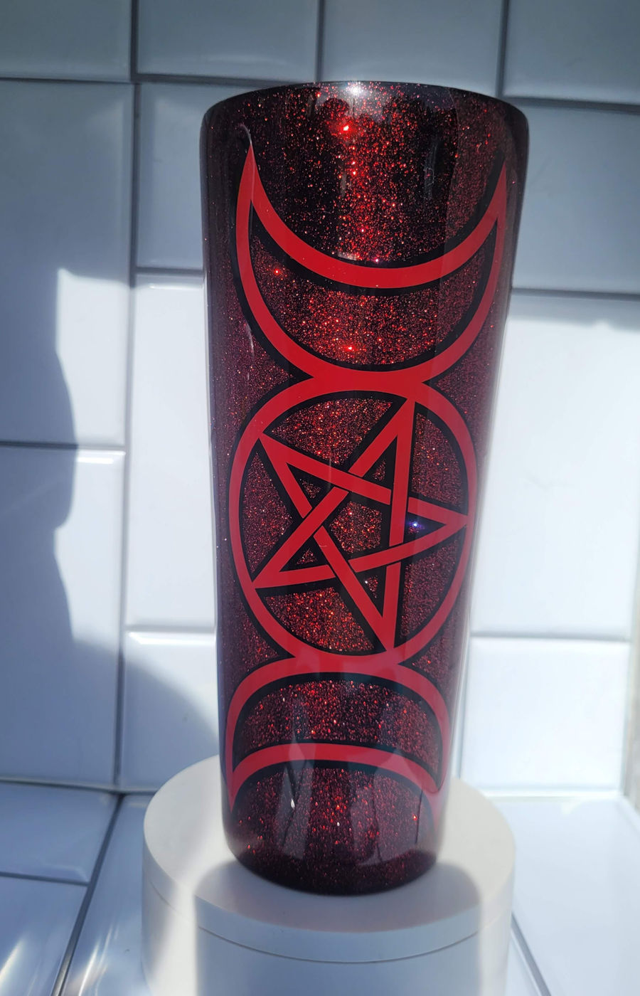 Pentagram tumbler with darker vinyl